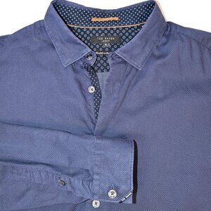 Ted Baker London Men’s | Long Sleeve Button Down Shirt Navy & White Dots | XL